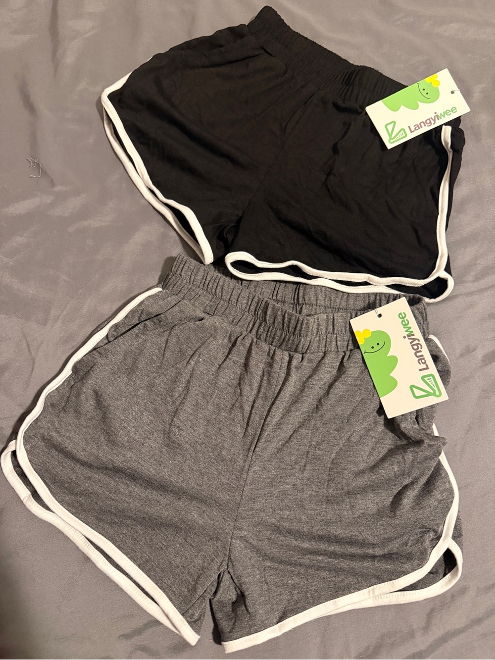 Kids Active Shorts — Black & Gray with White Trim